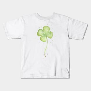 Four Leaf Clover Watercolor Kids T-Shirt